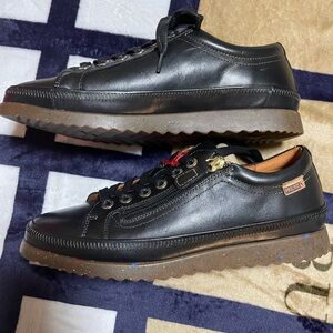 PIKOLINOS Black Leather Sneakers with Brown Sole